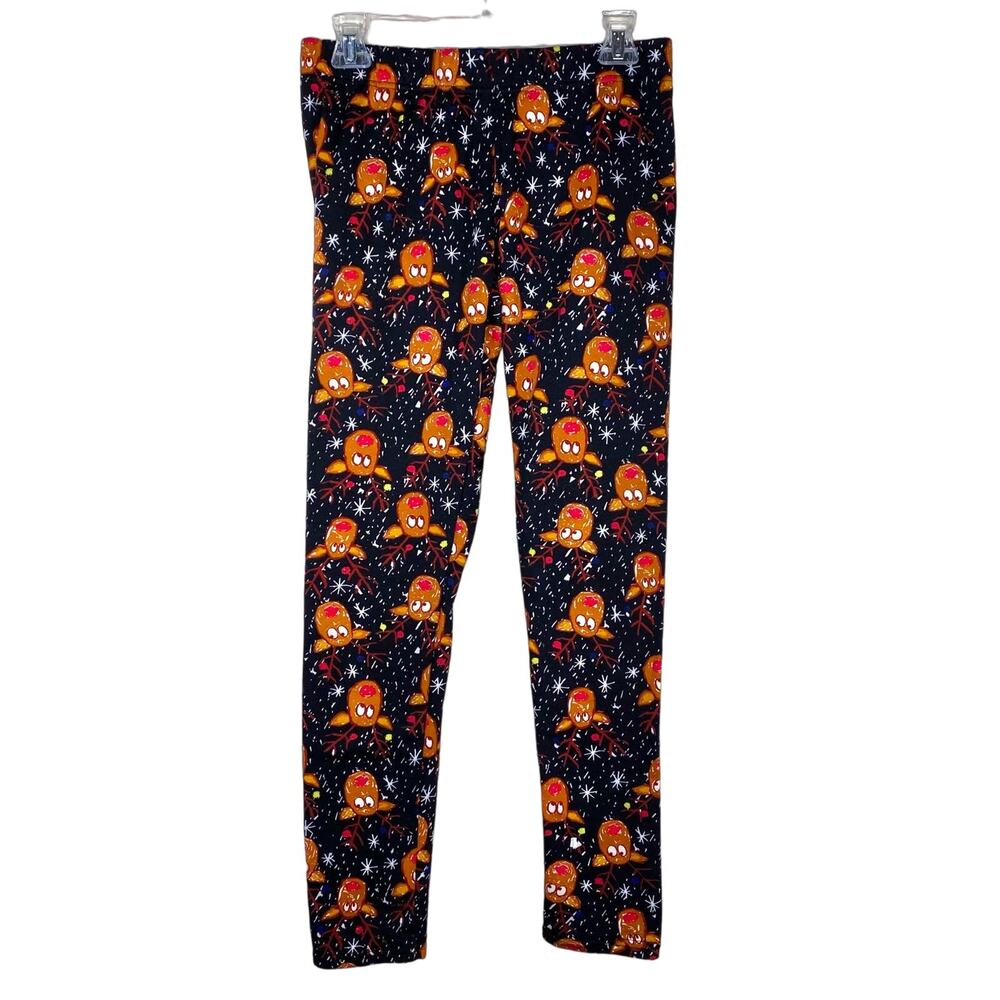 One 5 One Fleece Lined Reindeer Christmas Leggings Medium NWOT